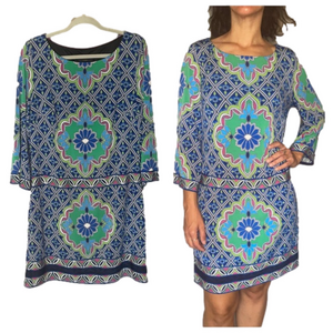 Laundry by Shelli Segal Bright Geometric Printed Shift Dress Size Medium